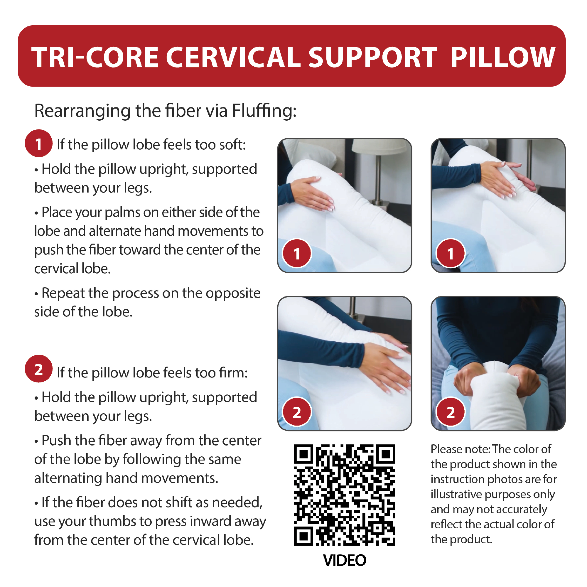 Tri-Core Cervical Support Pillow Full Size - Gentle Support - 2 Pack