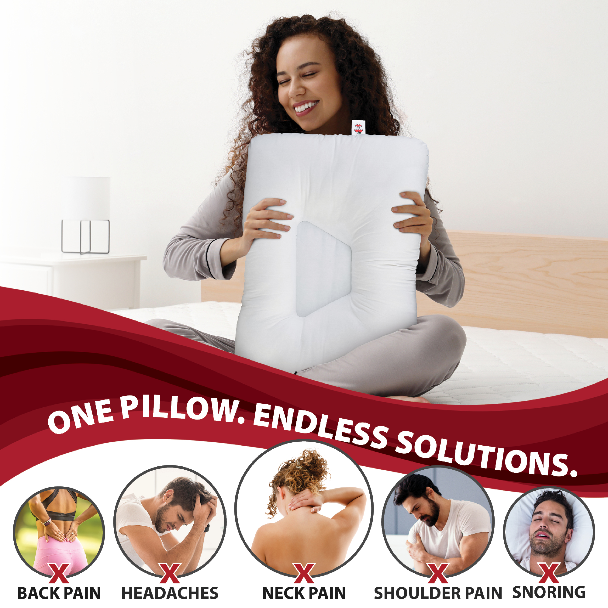 Tri-Core Cervical Support Pillow Full Size - Gentle Support - 2 Pack