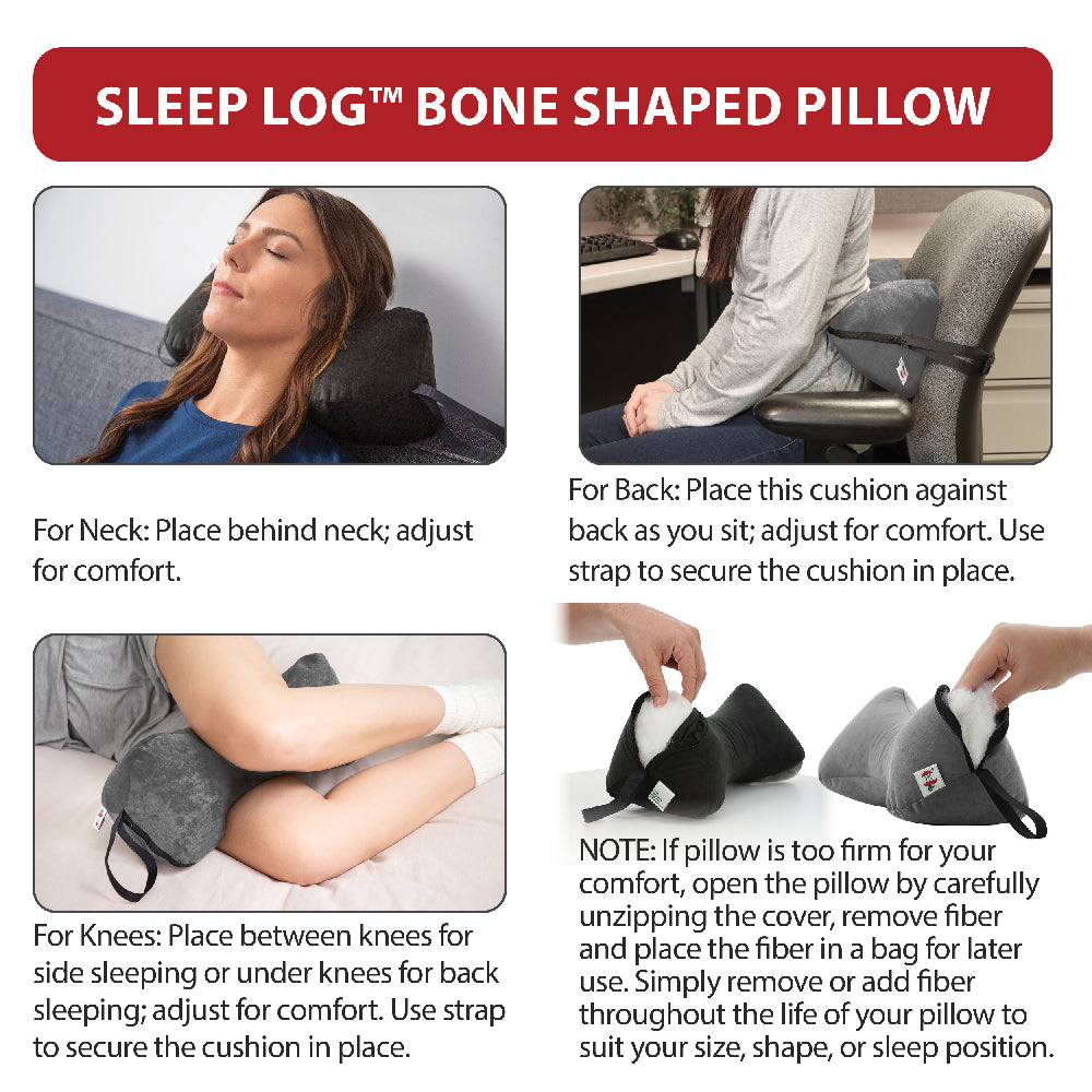 Sleep Log Chiropractic Bone Shaped Neck & Cervical Pillow- Lumbar Support