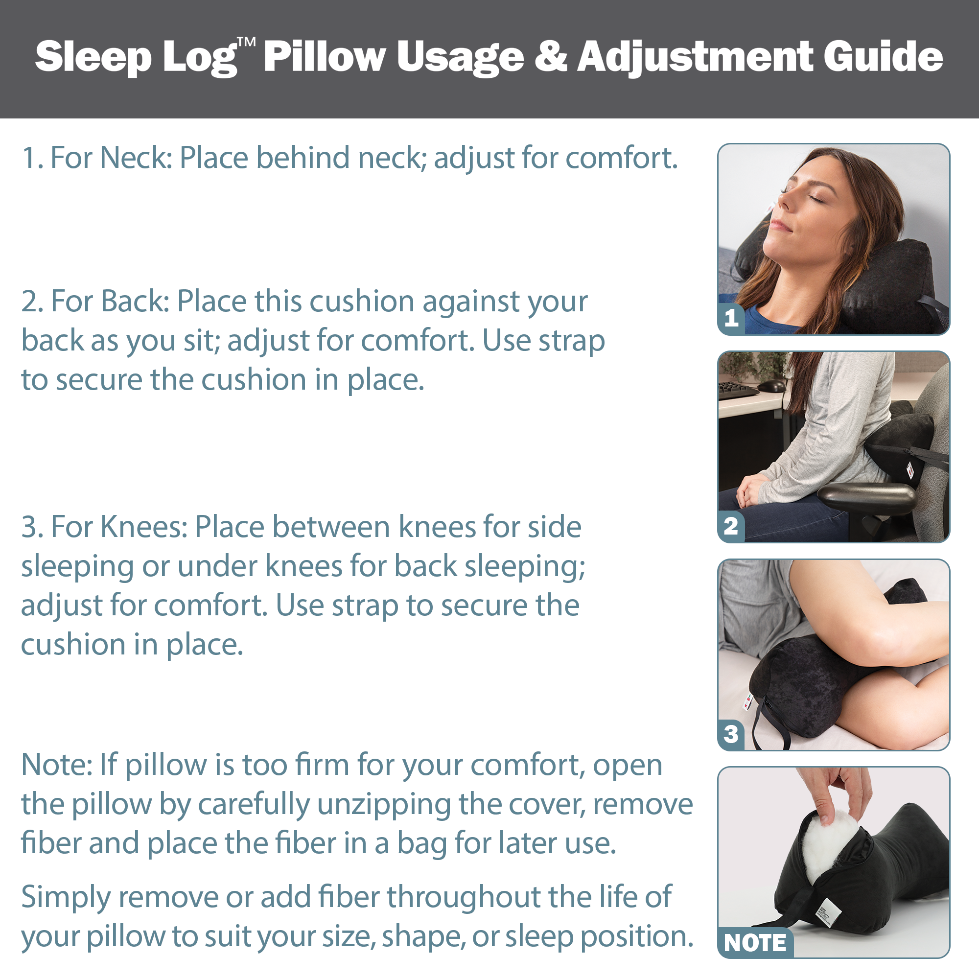 Sleep Log Chiropractic Bone Shaped Neck & Cervical Pillow- Lumbar Support